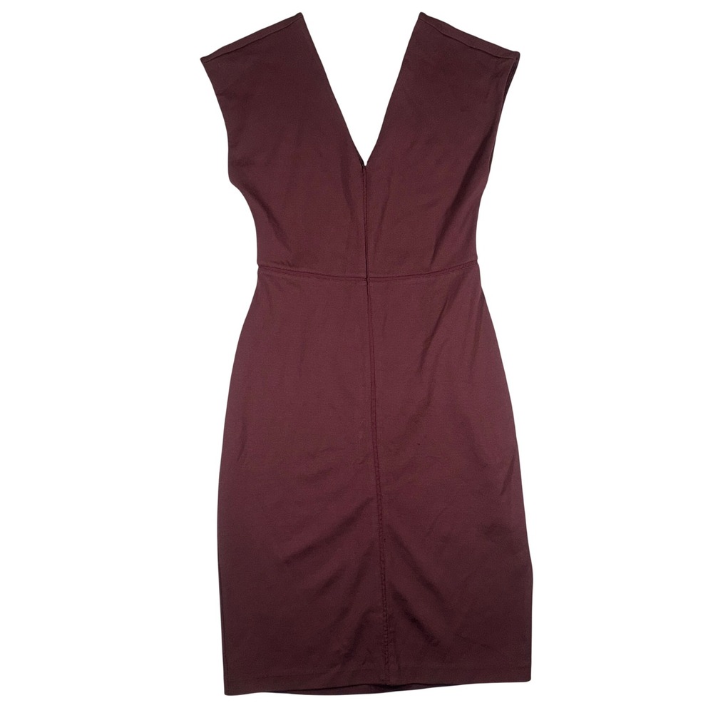 Express V-Neck Sheath Dress Small Women Burgundy Ponte Knit Sleeveless